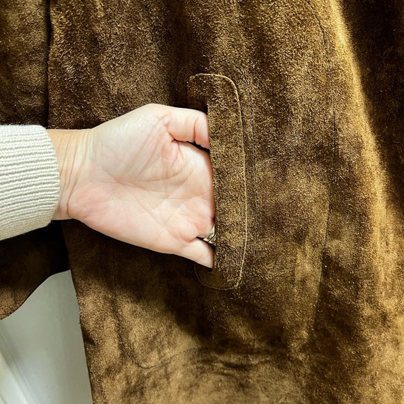 C O Ericson & Co Sweden Cognac Suede Leather Coat Women’s Size 6/8 - Picture 3 of 6